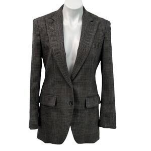 Body by Victoria Womens Wool Blazer SZ 4 Grey Plaid Preppy Houndstooth Business